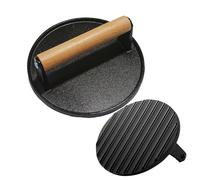 Pressa per Hamburger - 17,5x6,5 cm/6.89x2.56 pollici Schiacciapatty | Pressa per Hamburger in GhisaRotonda in Metallo Antiaderente,Accessorio per Piastre Antiscivolo Ideale per Barbecue e Picnic