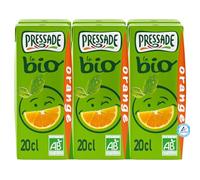 PRESSADE Nectar Bio Orange - Pack de 6 briques de 20 cL - Jus d'orange sans pulpe certifié AB - Format familial pratique et malin