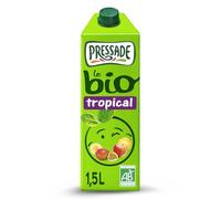 PRESSADE Nectar Tropical Bio 1,5L - Jus de Fruits Concentrés Bio Ananas, Mangue, Fruit de la Passion, Certifié Agriculture Biologique ECOCERT - Lot de 3