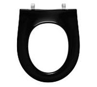 Pressalit Objecta D Pro WC siège 989111-DF7999 charnière fixe DF7, acier inoxydable, noir polygiene, sans couvercle, standard