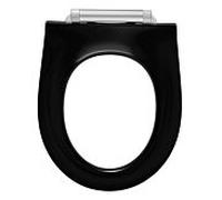 Pressalit Projecta D Solid Pro WC siège 1003111-DG4925 polygiene noir, charnière combinée DG4, acier inoxydable, sans couvercle, avec abaissement automatique