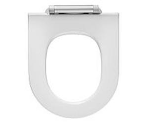 Pressalit Projecta D Solid Pro WC siège 1007011-DG4925 blanc polygiene, combinaison charnière DG4, Inox , sans couvercle, avec abaissement automatique