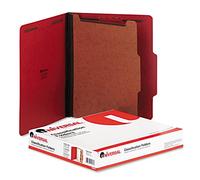Pressboard Classification Folders, Letter, Four-Section, Ruby Red, 10/Box