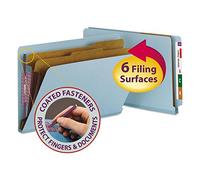 Pressboard End Tab Classification Folders, Legal, Six-Section, Blue, 10/Box
