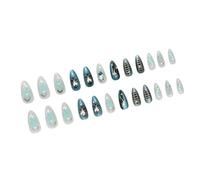 Presse à amande sur ongles Pierres de guérison strass Faux ongles brillants Couverture complète Ongles artificiels pour les femmes à la recherche de manucures simples