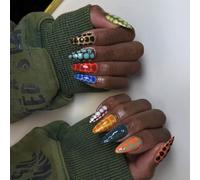 Presse à amandes sur ongles - Faux bâton brillant - 12 tailles - Conseils français pour bricolage art décorations design faux ongles