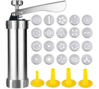 Presse à biscuits en acier inoxydable, presse-pâtisserie avec 20 accessoires et 4 buses pour des créations gourmandes YYV