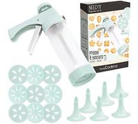 Presse à Biscuits Need’it - Kit Machine avec 22 Disques Emporte-Pièces - Set Accessoires Pâtisserie Décoration Cookie Gâteaux Secs