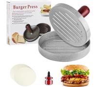 Presse à Burger, Presse Steak Haché, Presse Hamburger, Presses à Hamburger, Moule à Viand Hamburger en Aluminium, Moule de Pâté pour Patties Barbecue Cuisson, avec 100 Papier Silicone