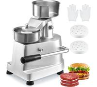 Presse à burger ProfiMaster - pour galettes de 100 mm/4 pouces - en acier inoxydable robuste - convient pour les aliments - avec bol - 1000 papiers galettes inclus - mouleur de gril de cuisine