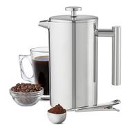 Presse à café isotherme à double paroi 1 litre/8 tasses - Acier inoxydable - Filtre à main - Cafetière et théière - Piston - Cafetière à piston