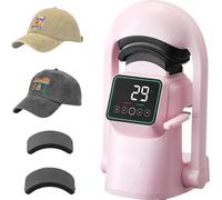Presse à chaleur automatique pour chapeaux - Écran tactile rose - 2 plaques interchangeables - Machine à presser à chaleur pour chapeaux