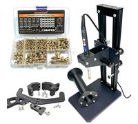 Presse à chaleur verticale - Outil d'insertion de chaleur (hauteur d'insertion 210 mm) avec 380 inserts filetés et embouts de réglage thermique M2-M8 - Écrous moletés métriques en laiton pour