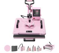 VEVOR Presse à Chaud pour T-shirt 30x38 cm 8-en-1 avec Presse à Tasse 89 cL Rose