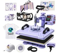 Presse à Chaud 5-en-1 12×15" (30×38cm) pour T-shirts, HTV & sublimation, avec kits mugs: 11 oz, 12 oz cône, 17 oz cône, 30 oz, 9 oz - Temp./minute précises, pression réglable