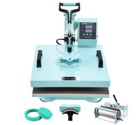 Presse à Chaud 5-en-1 Plaque 38x38 cm-VEVOR-Contrôle Numérique Précis-DIY T-shirts/Chapeaux/Tasses/Assiettes-Vert