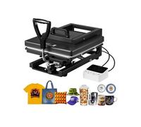 VEVOR Presse à Chaud pour T-shirts, Presse à Transfert Thermique 8-en-1, avec Platine Chauffant de 38 x 38 cm, Chauffe Rapide et Uniforme, pour Sublimation Tasses Casquettes et Assiettes, Noir
