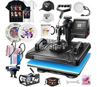 Presse à Chaud 8 en 1 - HOMDOX - 31 x 38cm - 1250W - Machine de Transfert à Rotation 360° pour T-shirt/Casquette/Mug/Assiette
