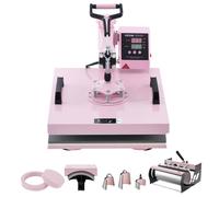 VEVOR Presse à Chaud pour T-shirt 38x38 cm 8-en-1 avec Presse à Tasse 89 cL Rose