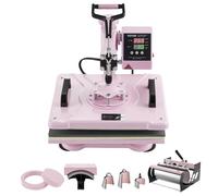 VEVOR Presse à Chaud pour T-shirt 30x38 cm 8-en-1 avec Presse à Tasse 89 cL Rose