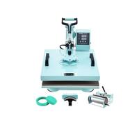 VEVOR Presse à Chaud 5-en-1 Plaque 38x38 cm, Machine de Sublimation Textile avec Presse à Tasses de 89 cL, Pivotant à 360°, Contrôle Numérique Précis, DIY T-shirts/Chapeaux/Tasses/Assiettes, Vert