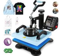 Presse à Chaud Plaque Chauffante 30 x 25 cm & Imprimante Machine de Sublimation Textile Pivotante à 360 Degrés Transfert Efficace pour l'encre à Sublimation et Au vinyle, DIY T-shirts/Sacs