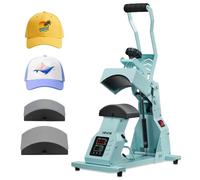 VEVOR Presse à Chaud pour Casquettes et Chapeaux, Presse de Transfert Thermique avec 2 Platines Interchangeables, Contrôle Précis du Temps et de la Température, Machine de Sublimation HTV, Vert