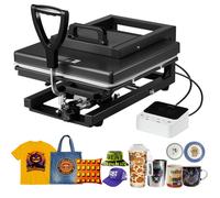 VEVOR Presse à Chaud pour T-shirts, Presse à Transfert Thermique 8-en-1, avec Platine Chauffant de 38 x 38 cm, Chauffe Rapide et Uniforme, pour Sublimation Tasses Casquettes et Assiettes, Noir