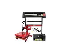 Presse à chaud rouge en forme de palourde 38 x38 cm max 400°c avec plotter de découpe vinyle 72 cm, imprimante à bacs à encre intégrés - accessoires