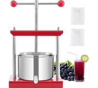 VEVOR Pressoir à Fruits Manuel Capacité 3 L, Presse à Vin avec 2 Barils en Acier Inoxydable, avec Poignée en T, Nettoyage Facile, Presse à Jus, Raisin, Cidre de Pomme pour la Cuisine et la Maison