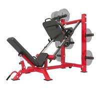 Presse à cuisses professionnelle - SPORTNOW - machine musculation jambes et hack squat 455kg compatible disques 25/50mm - rouge