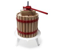 Wiltec Presse à fruits – 345 x 345 x 575 mm – capacité 6 L – avec Panier en hêtre et Torchon Sac de filtrage – Pressoir manuel pour Moût de pomme poire raisins baies – Vin Cidre