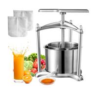 Presse à fruits manuelle en acier inoxydable Jus de cuisson de vin 3L de capacité concasseur de légumes Conception de boue à main de boue durable Élément résistant Facile à usage domestique Outil de c