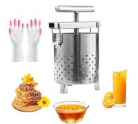 Presse à fruits, presse à miel manuelle, outil d'apiculture en acier inoxydable avec poignée en T et base stable pour un usage domestique, capacité de 9 litres