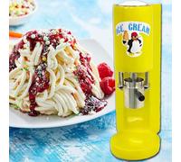 Presse à Glace Spaghetti 80 W - 4 Moules Interchangeables Moules, Conception Compacte, Démarrage Instantané, Nettoyage Facile, Machine à Glace à L'italienne Pour Commerces Et Traiteurs(Yellow)