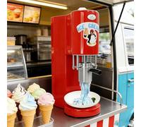 Presse à Glace Spaghetti 80 W - 4 Moules Interchangeables Moules, Conception Compacte, Démarrage Instantané, Nettoyage Facile, Machine à Glace à L'italienne Pour Commerces Et Traiteurs(Red)