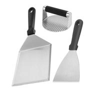 Presse à Griller 1 Set en Acier Inoxydable et Pp pour Burgers Maison | Spatule Incluse, Usage la Cuisine et Barbecue, Robuste, Antiadhésif, Pratique pour Préparer Steaks et Galettes