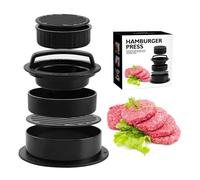 Presse à hamburger 3 en 1, anti-adhésive, facile à démouler, machine manuelle pour créer des hamburgers farcis, design rond en plastique, outil de cuisine abordable, noir