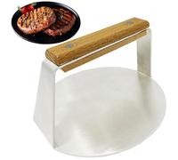 Presse à hamburger, écraser hamburger - Presse à grille en acier inoxydable avec poignée en bois - Presse à hamburger brisée ronde, outil pour écraser les hamburgers pour la cuisson