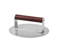 Presse à hamburger en acier inoxydable, presse à bacon, broyeur à viande robuste avec manche en bois, outil de gril pour barbecue Panini, saucisses de b?uf-Rond