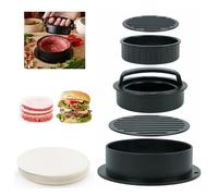 Presse à hamburger, presse à hamburger, 3 en 1, pour hamburger, sandwich, viande, bœuf, légumes, hamburger, pattie avec 50 pièces de papier ciré. Presse à hamburger