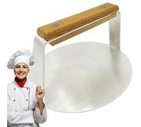 Presse à hamburger Smash, Presse à hamburger à ,Presse à grille en acier inoxydable avec poignée en bois - Presse à hamburger écrasée ronde anti-adhésive pour steaks cuits
