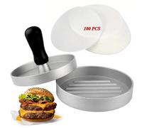 Presse à hamburgers avec 100 papiers antiadhésifs, fabricant antiadhésif de steaks de viande pour la réalisation de BBQ, de cuisson, de hamburgers farcis, de hamburgers au bœuf.