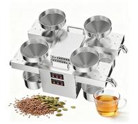 Presse À Huile Automatique À Chaud/Froid - 2400 W, Extracteur D'huile De Graines À Température Constante De 210 °C Et Vitesse De Pressage: 12-25 Kg/H, Machine À Huile Avec 4 Sorties D'huile