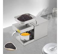 Presse à huile automatique en acier inoxydable, contrôle de la température, avec bac collecteur d'huile pour noix, graines, noix de coco, lin, cacahuète, castor, chanvre, perilla 220 V, 610 W