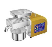 Presse à huile automatique intelligente, extracteur, inox, froid chaud, contrôle électrique pliable de température, cuisine commerciale (jaune)