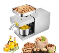 Presse à huile électrique, 600 W, 220 V, acier inoxydable, presse à huile avec cuve collecteur, pression automatique à froid et chaud, temps de fonctionnement 24 heures pour l'extraction d'huile en