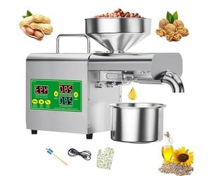 Presse à huile électrique 820 W en acier inoxydable pour extraction d'huile, température réglable de 40 à 300 °C pour arachides, graines de sésame, graines de colza, graines de thé