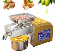 Presse à huile électrique en acier inoxydable, presse à chaud et à froid pour noix, rendement jusqu'à 45%, presse à huile électrique automatique pour plus de 40 ingrédients (1100W)