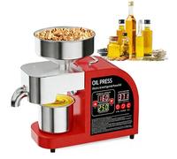 Presse à huile électrique intelligente avec contrôle de la température, presse à huile électrique, 110 V 104~572 °F for noix, noyau d'olive, cacahuète, sésame, noix de coco.(Red)